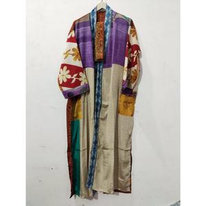 Kimono de Seda de Lujo, Ropa de Estar por Casa, Regalo, Estilo Boho, para Festivales, Uso Diario, Sexy, Hecho a Mano, Vintage, Sari, Manga 3/4, Cubrebaño de Playa - Product Image 4