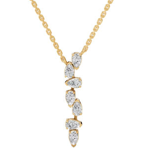 Pendentif en diamant de laboratoire en forme de poire en cascade en or 14 carats, couleur D E, collier solitaire incolore - Product Image 1