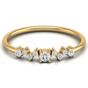 14K oro sólido corte redondo CVD diamante media eternidad bandas diseño de moda oro joyería laboratorio diamante boda anillo del fabricante - Product Image 1