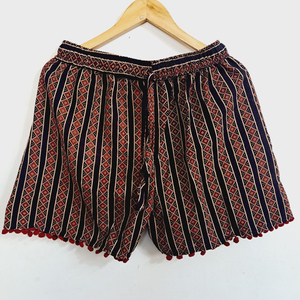 Shorts cargo bohèmes pour femmes, taille haute, 100% coton, avec bordure en dentelle, séchage rapide et taille élastique, shorts décontractés - Product Image 5