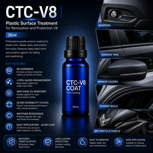 CTC-V8 Weather Resistance <b>Plastic</b> Restorer Ceramic Coating 30ml with 20000 Scrub Cycles for Auto <b>Rubber</b> Seals & Car Trim Restore - Product Image 2