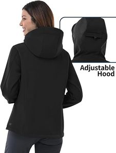 Chaqueta softshell con capucha para mujer, transpirable, ligera, con cremallera, para senderismo, camping y viajes. - Product Image 2