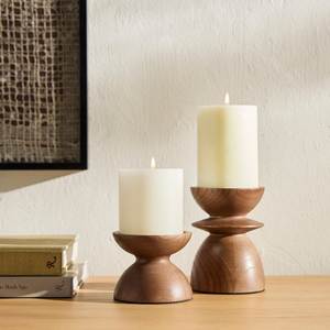 Modernist Wooden Candle Holder Elegant Handmade <b>Rustic</b> Decor Accent Contemporary Living Room <b>Table</b> Ornament Collection Styling - Product Image 4