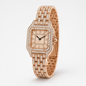 Reloj de lujo cuadrado de oro amarillo con brazalete para mujer, movimiento de cuarzo - Product Image 3