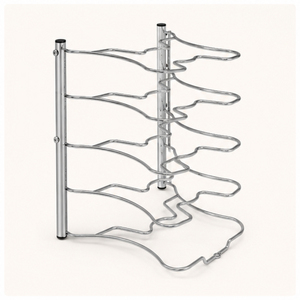 5-Tier Pot and Pan Organizer <b>Rack</b> for <b>Kitchen</b> Cabinet Space-Saving Chrome Metal Standing Type Cookware Storage Holder for Lids - Product Image 1