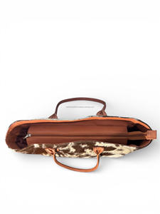 Bolso Tote Clásico de Cuero Genuino con Pelo, Bolso de Mano de Moda para Mujer con Cierre de Cremallera Bordado, Diseño Portátil LHTB-0078 - Product Image 2