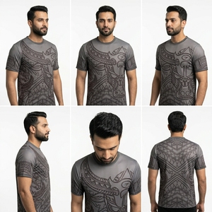 T-shirt élégant à motif tribal, streetwear décontracté, matière douce, léger, confortable, tenue quotidienne - Product Image 3
