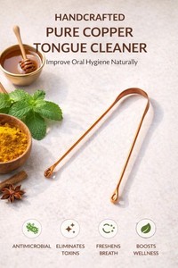 Dhanthal en cuivre pur à 100 % avec manche antidérapant pour l'hygiène buccale – Nettoyeur de langue portable de qualité supérieure - Product Image 4
