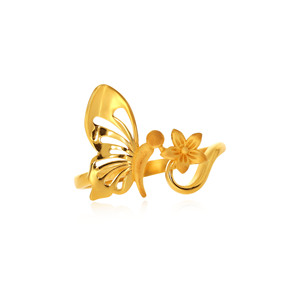 Luxury Gold Plated Butterfly and Flower <b>Adjustable</b> <b>Ring</b> for Women Elegant Nature Inspired Open Finger <b>Ring</b> Designer Wedding <b>Ring</b> - Product Image 3