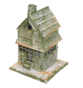 Ornement de Noël en métal en forme de cabane pour oiseaux - Décoration artisanale galvanisée personnalisée, écologique et moderne de la collection AB - Product Image 1