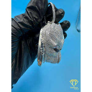 Colgante de Cabeza de Extraterrestre en Plata de Ley 925, Colgante de Extraterrestre de Ciencia Ficción, Joyería Hip Hop de Lujo, Amuleto de Extraterrestre Brillante - Product Image 2