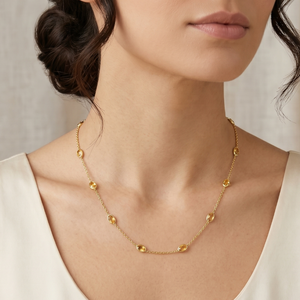 สร้อยคอเงินแท้ 925 ชุบทองคำขาวประดับพลอยซิทรินทรงรีธรรมชาติจาก Memoria Jewels ขายส่ง - Product Image 6