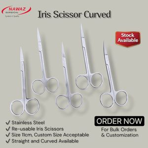 กรรไกรตัดผมโค้ง 11 ซม. สแตนเลสสตีล |   กรรไกรผ่าตัดแบบใช้ซ้ำได้ |   เครื่องมือตัดทางการแพทย์ที่มีความแม่นยำสูง - Product Image 2