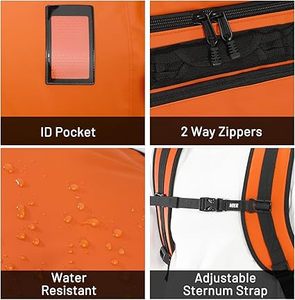 Sac de sport en nylon orange 50-70L avec bretelles, sac à dos de voyage - Product Image 3