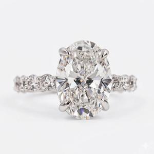 14K White Gold Certified DEF Color VS-VVS Clarity 925 Sterling <b>Silver</b> 1.30Ct Oval Lab Grown Diamond Hidden Halo Engagement Ring - Product Image 1