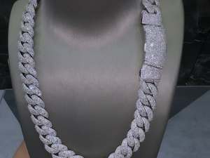 VVS cut moissanite <b>chain</b> IGI certified hip hop <b>chain</b> Silver plated 925 <b>necklace</b> 18mm iced moissanite <b>chain</b> - Product Image 6