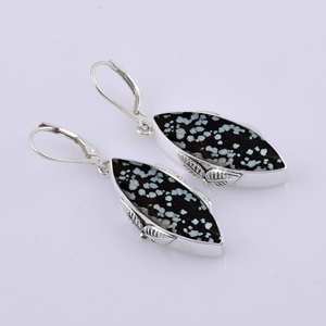 Obsidian 925 Sterling Silver Gold Plated Stud <b>Earrings</b> Handmade Gemstone Jewelry <b>Black</b> Stone <b>Women's</b> Anniversary Party Gift - Product Image 3