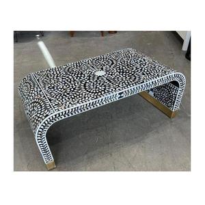 Mesa con Incrustaciones de Hueso de ILAHI, Diseño Moderno con Detalles de Ágata, Almacenamiento Portátil, Muebles para el Hogar - Product Image 1