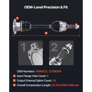 2 Pezzi di Semiasse CV (Lato Guida e Lato Passeggero) - Coppia di Giunti CV di Ricambio per Auto - Product Image 3