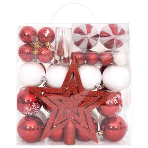 Set di palline di Natale da 64 pezzi con palline rosse e bianche e ornamenti per alberi - Product Image 2