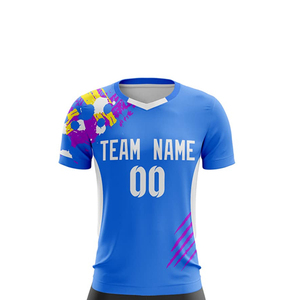 Nouveaux uniformes de football personnalisés de haute qualité pour adultes, ensemble respirant, séchage rapide, antibactérien, manches courtes, col en V, 100% polyester - Product Image 4