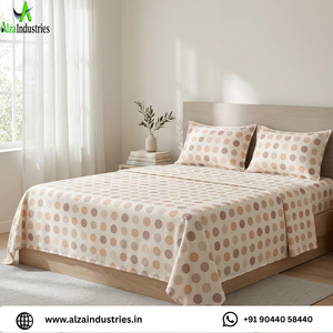 King Size Polka Dot Bedsheet <b>Set</b> Soft Cotton Printed <b>Bedding</b> <b>Set</b> with Pillow Covers Lightweight Breathable Modern Bedroom Decor - Product Image 2
