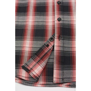 Chemise à carreaux à manches longues pour homme, coupe classique, décontractée, motif tissé, rouge, noir, gris - Product Image 3