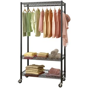 Heavy Duty Freestanding Closet Wardrobe Garment <b>Rack</b> Adjustable Portable <b>Wire</b> Clothing <b>Rack</b> <b>Wire</b> <b>Rack</b> Clothes <b>Racks</b> Rails - Product Image 5