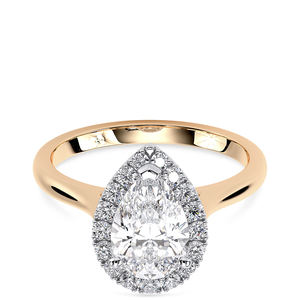 แหวนหมั้นเพชรทรงหยดน้ำ 1.5 กะรัต ประดับเพชรทรงลูกแพร์ 10K โรสโกลด์ พร้อมวงแหวนเพชรแบบเฮโล ได้รับการรับรองจาก IGI เหมาะสำหรับงานแต่งงานและวันครบรอบ - Product Image 2