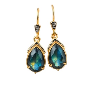 Boucles d'oreilles en pierre de labradorite faites à la main en argent sterling 925 boucles d'oreilles Boho bijoux pour cadeaux de demoiselle d'honneur - Product Image 1