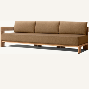 Canapé en bois de teck pour trois personnes, style moderne avec mousse souple et accoudoirs robustes et confortables - Product Image 2