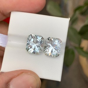 Par de Piedras Preciosas de Aguamarina Natural, Corte Cojín, Color Azul, Certificadas por IGI, Calidad Premium Ligera, para Joyería - Product Image 2