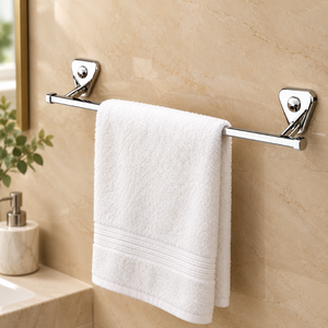Premium Stainless Steel Bathroom Towel <b>Rod</b> | Wall Mounted Chrome Finish Bath Towel Bar Heavy Duty Single Rail Hanger for Home - Product Image 3