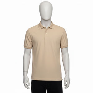 Polo Beige Liso para Hombre, Manga Corta, Informal, Verano, Básico, Personalizable con Logotipo, OEM, ODM, Ropa al por Mayor - Product Image 2
