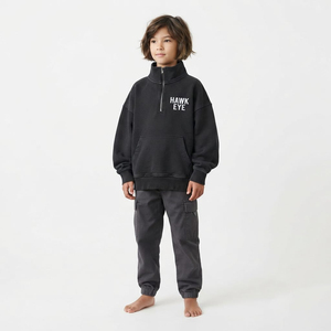 Custom Kids Oversized <b>Half</b> <b>Zip</b> <b>Sweatshirt</b> Custom Heavyweight Cotton Hoodie Unisex Drop Shoulder Streetwear Leisure Top - Product Image 6