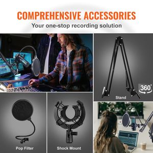 Kit microfonico professionale 192 KHz/24 bit USB 11 RGB effetti di illuminazione Mute cuffie con filtro Jack Pop montaggio Shock Boom - Product Image 6