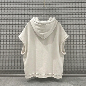 Haut sans manches pour homme en molleton bouclette de polyester, personnalisé, de haute qualité, écologique, épais, style streetwear, coupe oversize, bords bruts - Product Image 2