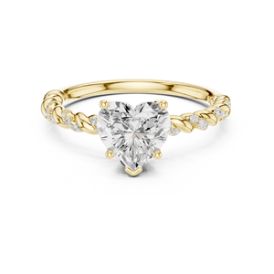 Bague de fiançailles pour femme en or jaune plaqué 10 carats avec diamant de laboratoire taille cœur, certifié IGI, clarté VS, style romantique - Product Image 1