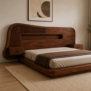 Luxury Solid Wood <b>Platform</b> <b>Bed</b> Modern Villa Hotel Bedroom Furniture King Size <b>Bed</b> <b>Frame</b> - Product Image 5