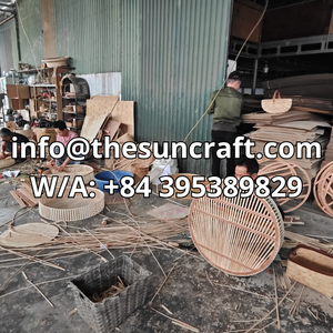 Handcrafted Bamboo Rattan Round Wall Shelf Decorative Storage <b>Rack</b> for Hotel Spa and Resort Interior Design Wholesale - Product Image 5