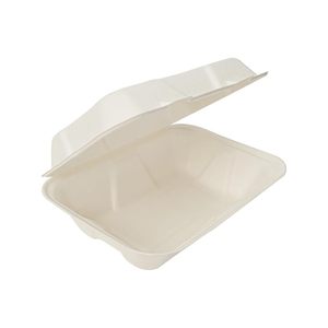 Contenedor de Alimentos Tipo Concha de 9x6 Pulgadas, Fabricado con Bagazo, 100% Reciclable, Compostable, Desechable, Hermético, Libre de BPA, Apto para Microondas - Product Image 2
