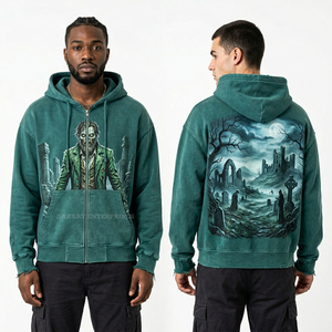 Sudadera con Capucha Azul Brillante para Hombre, Estilo Vintage, Oversize, con Gráfico de Caligrafía Árabe Antigua, Fabricante Personalizado - Product Image 4