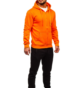 Sudadera Unisex Naranja con Capucha y Cordón Ajustable, Manga Larga, Color Sólido, Ropa Casual Transpirable de Peso Medio, 100% Algodón - Product Image 2