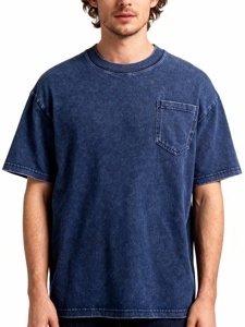 T-shirt en coton épais surdimensionné délavé à l'acide, style vintage streetwear, unisexe, pour hommes et femmes - Product Image 1