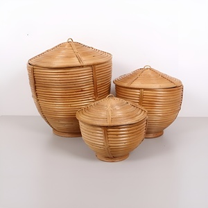 Boîtes de rangement avec couvercle pour comptoir de cuisine, conteneur de bureau, panier en rotin, prêt à être expédié - Product Image 6