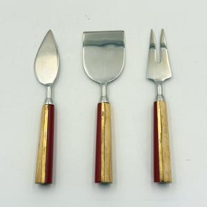 Juego de utensilios de lujo para queso de acero inoxidable con mango decorativo de resina, espátula y rebanador para cocina y comedor - Product Image 1