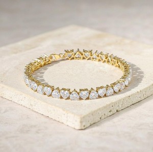 Pulsera con Dije de Moissanita en Forma de Corazón, Plata de Ley, Chapado en Oro Rosa, Joyería Fina Elegante Certificada por Terceros, de Lujo para Mujer - Product Image 4