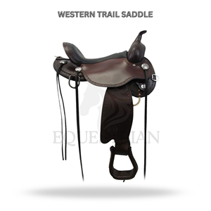 Western Trail Leather Saddle with Brass Hardware Eco-friendly Washable Equestrian <b>Equipment</b> for Horse Riding - Product Image 2