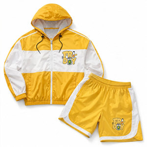 Conjunto de Pantalones Cortos y Chaqueta Cortavientos de Verano para Hombre, Transpirable, de Secado Rápido, Ligero, Resistente al Viento, con Cierre de Cremallera, Traje de Dos Piezas para Exteriores - Product Image 1