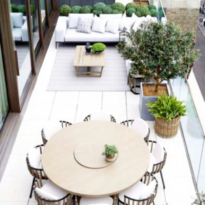 Juego de Mesa de Comedor para Exteriores de Vietnam, Madera Maciza con Estructura de Aluminio, Sillas de Jardín Resistentes a la Intemperie, 4/6/8 Asientos, Diseño Personalizado - Product Image 1